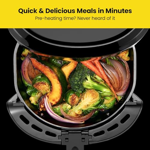 CHEFMAN 6 Quart Dual Basket Air Fryer Oven with Easy View Windows, Sync Finish, Hi-Fry, Auto Shutoff, 2 Independent 3Qt Nonstick Dishwasher Safe Frying Baskets, Digital Double Air Fryer - Black