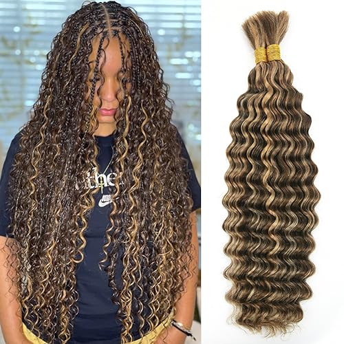 ZKSK Deep Wave Bulk Human Hair For Braiding No Weft 100g (1 Pack-2 Bundle) 100% Unprocessed Brazilian Virgin Curly Braiding Human Hair Extensions Micro Braiding Hair for Black Women