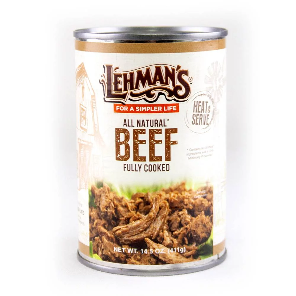 Lehman's All Natural USA Made Ready to Eat Canned Beef Meat, 14.5 oz each, Pack of 3