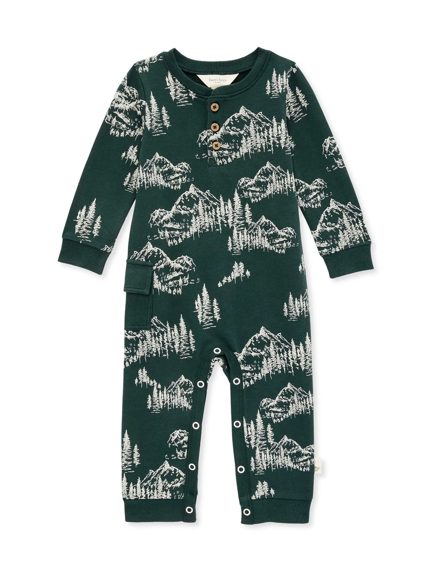 Burt's Bees Baby Boy I Love The Mountains French Terry Jumpsuit, Sizes Newborn-24 Months