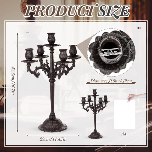 Mumufy 2 Pcs 5 Arm Black Candelabra 16.7