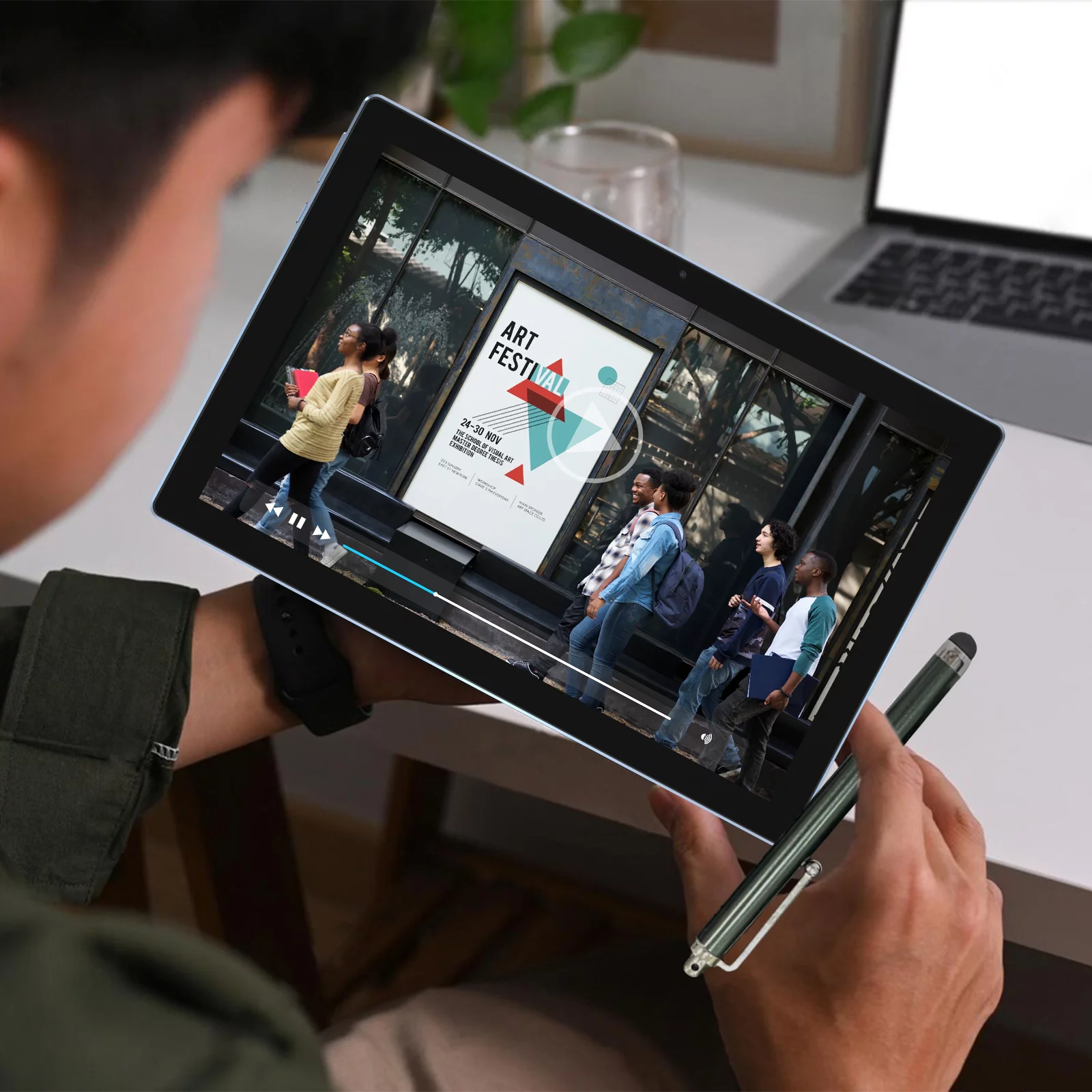 2 in 1 Tablet, 10 inch Tablet Android 11.0 Tablets PC with Keyboard Case Mouse Stylus Film, 4GB RAM+64GB ROM 512GB Expandable Tableta Computer, 10.1 IPS Screen, 2+8MP Dual Camera, WiFi BT Google Play.