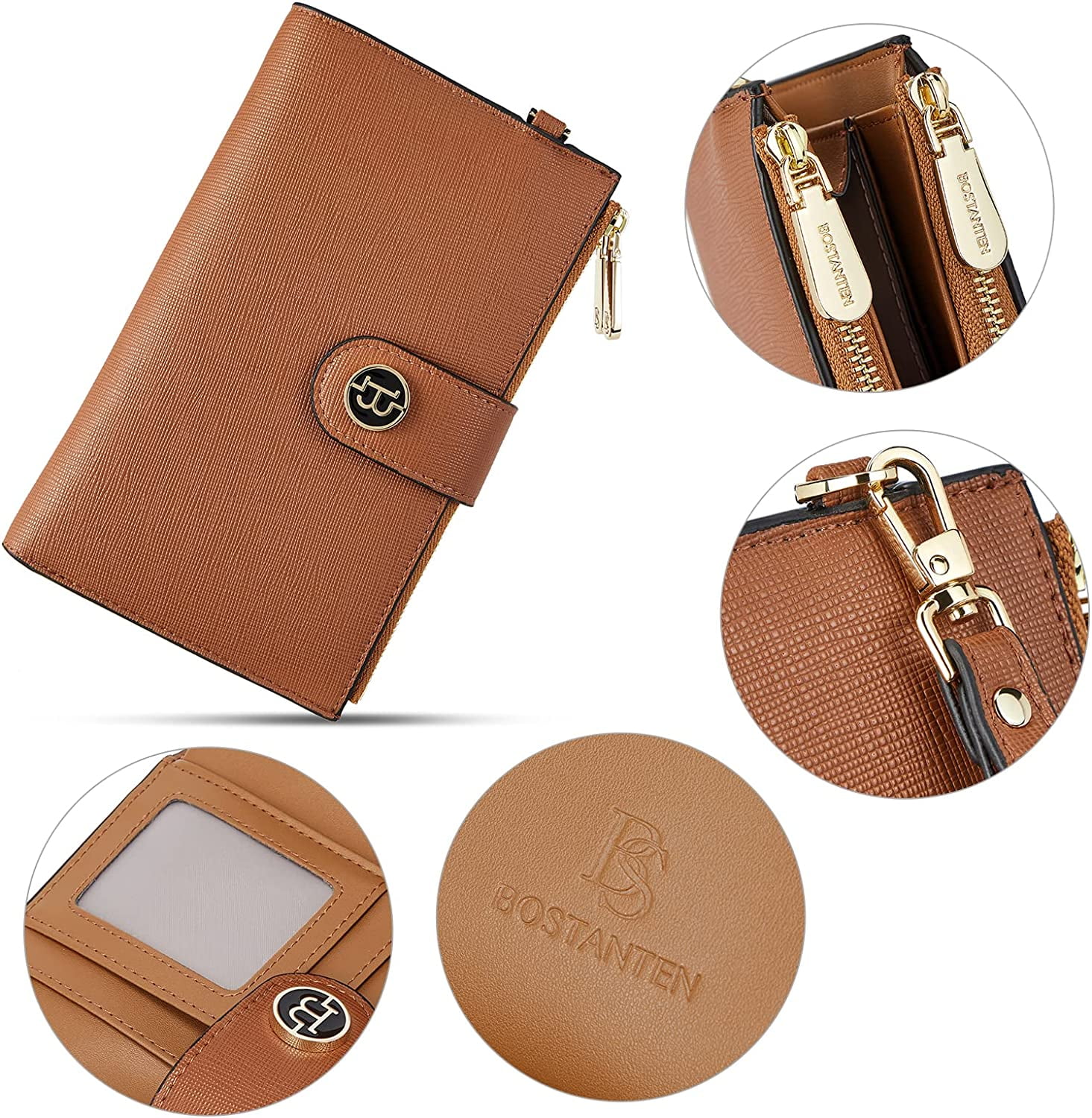 BOSTANTEN Womens Leather Wallets RFID Blocking Large Capacity Credit Cards Holder Phone Clutch