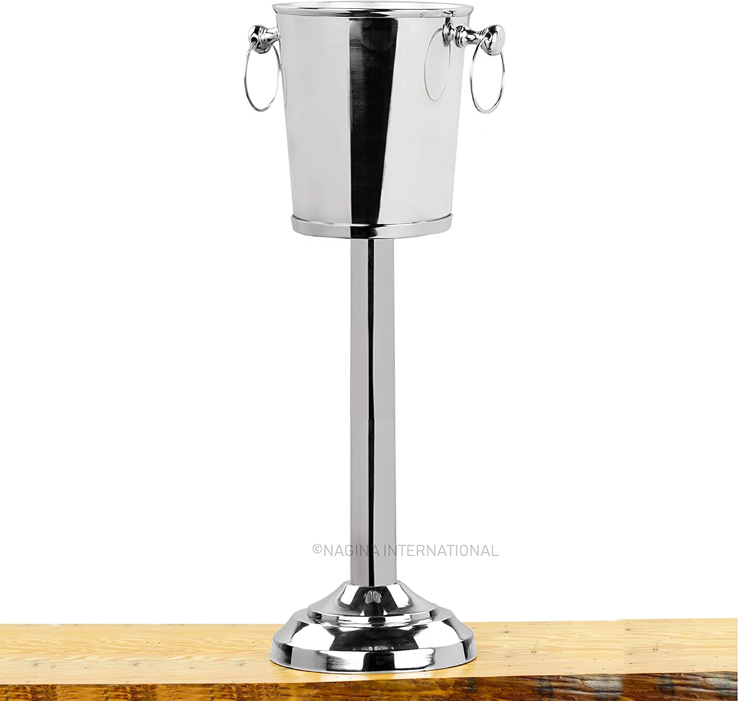 Nagina International Nickel Plated Premium Aluminum Free Standing Wine Chiller | Wine Coolers & Cellar with Ice Bucket | Kitchen & Bar Wares