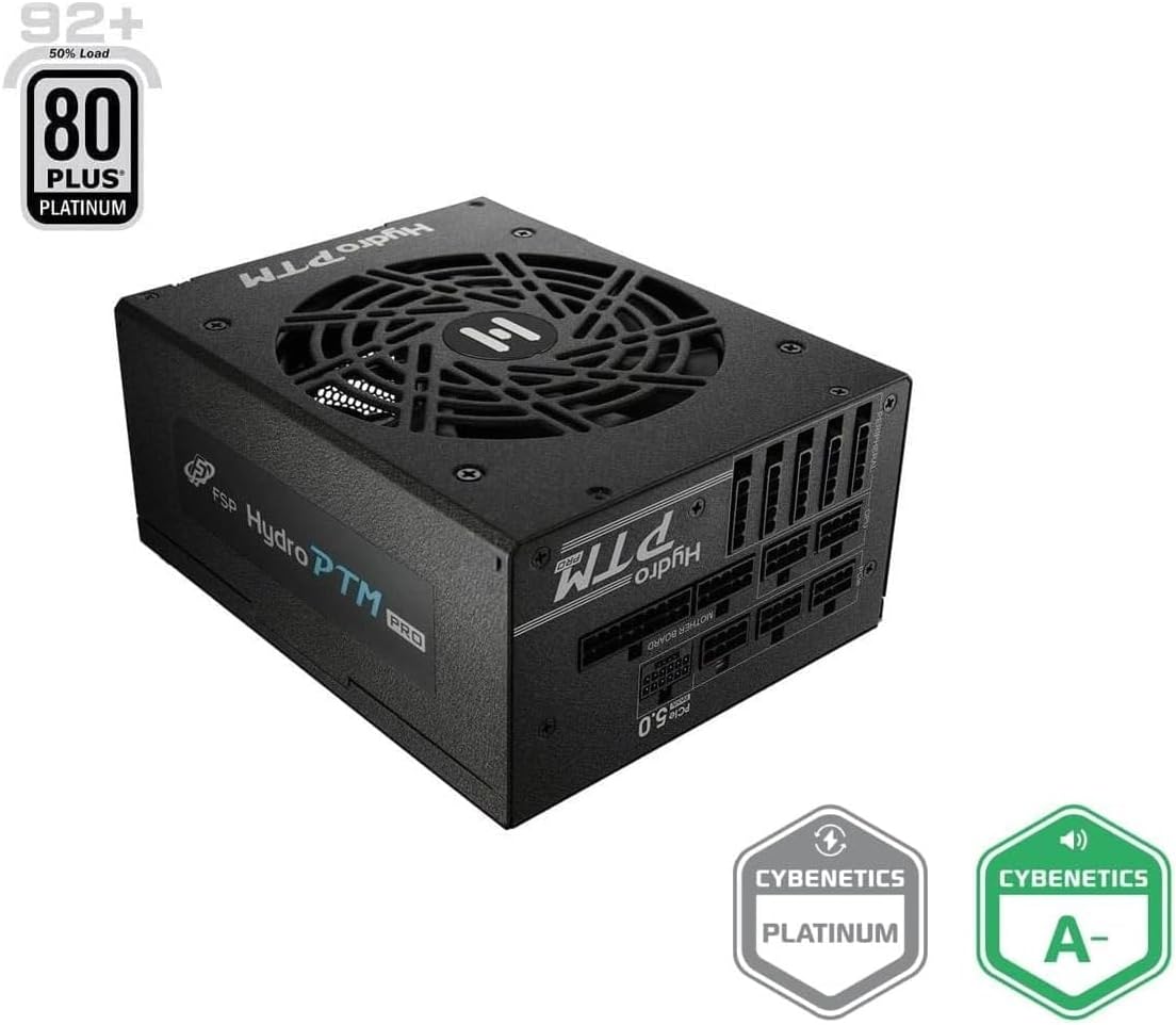 FSP Hydro PTM PRO 1200W ATX 3.0 & PCIe 5.0 (GEN-5), 80 Plus Platinum Full Modular Power Supply Full-Bridge Topology Module Design 10 Years Warranty (HPT2-1200M, G5T)