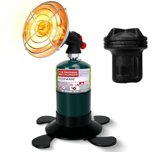 Portable Propane Heater for Camping, Outdoor Small Space Patio Garage Heaters, Self Ignition Radiant Cordless Heater Foldable Gas Tank Holder for Hiking Ice Fishing Hunting Tent Backyard