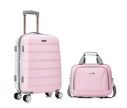Rockland Melbourne Hardside Expandable Luggage with Spinner Wheels, 2TONENAVY, 2 Piece (20/28)