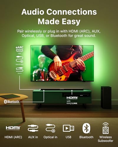 PHILIPS B5309 Soundbar 2.1 with Wireless Subwoofer and Immersive DTS Virtual:X Audio Technology - 240W Max Power, Deep Bass, Bluetooth 5.4, Four EQ Modes, HDMI ARC and USB connectivity - Dark Grey