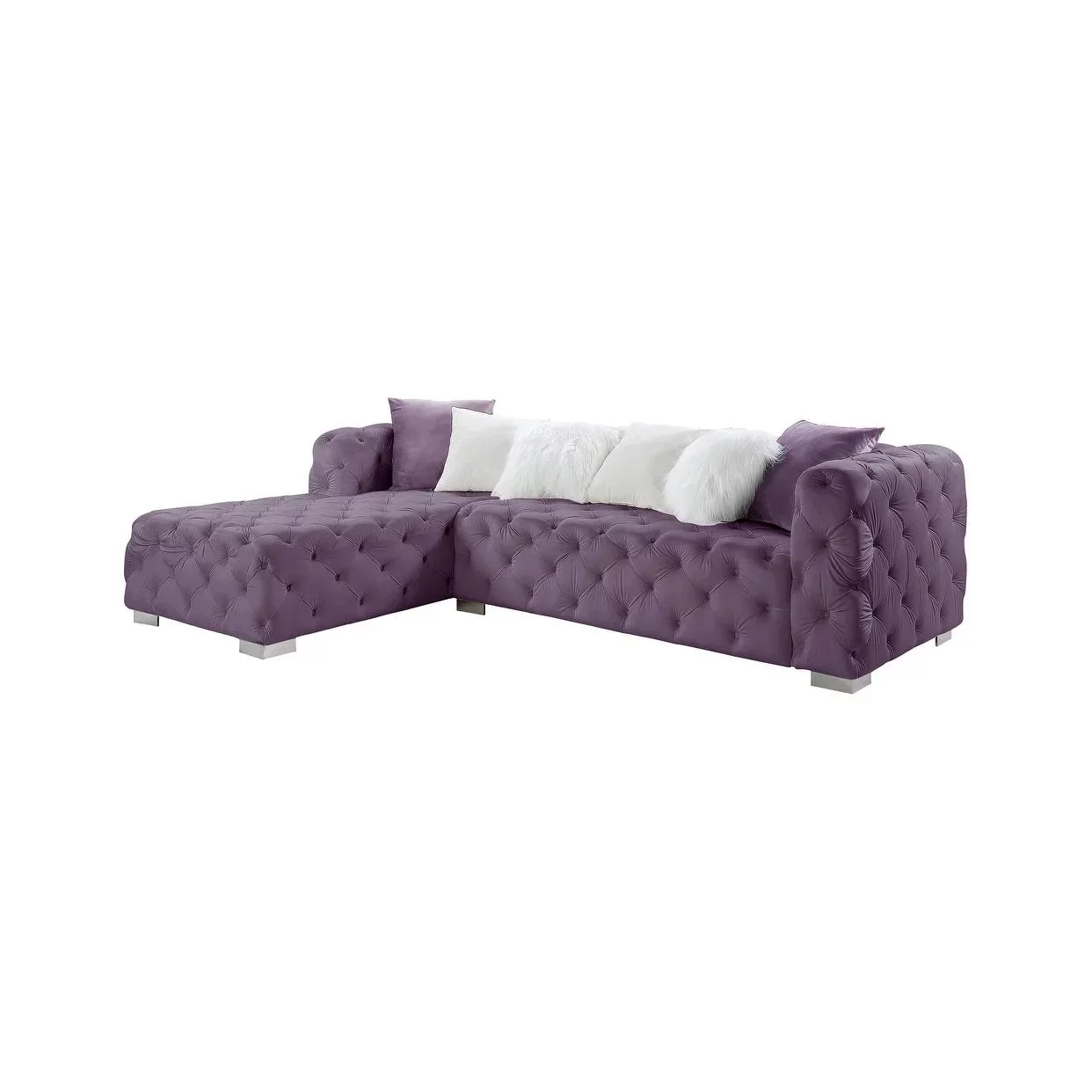 Modern Purple Velvet Sectional Sofa by Acme Qokmis LV00389-2pcs