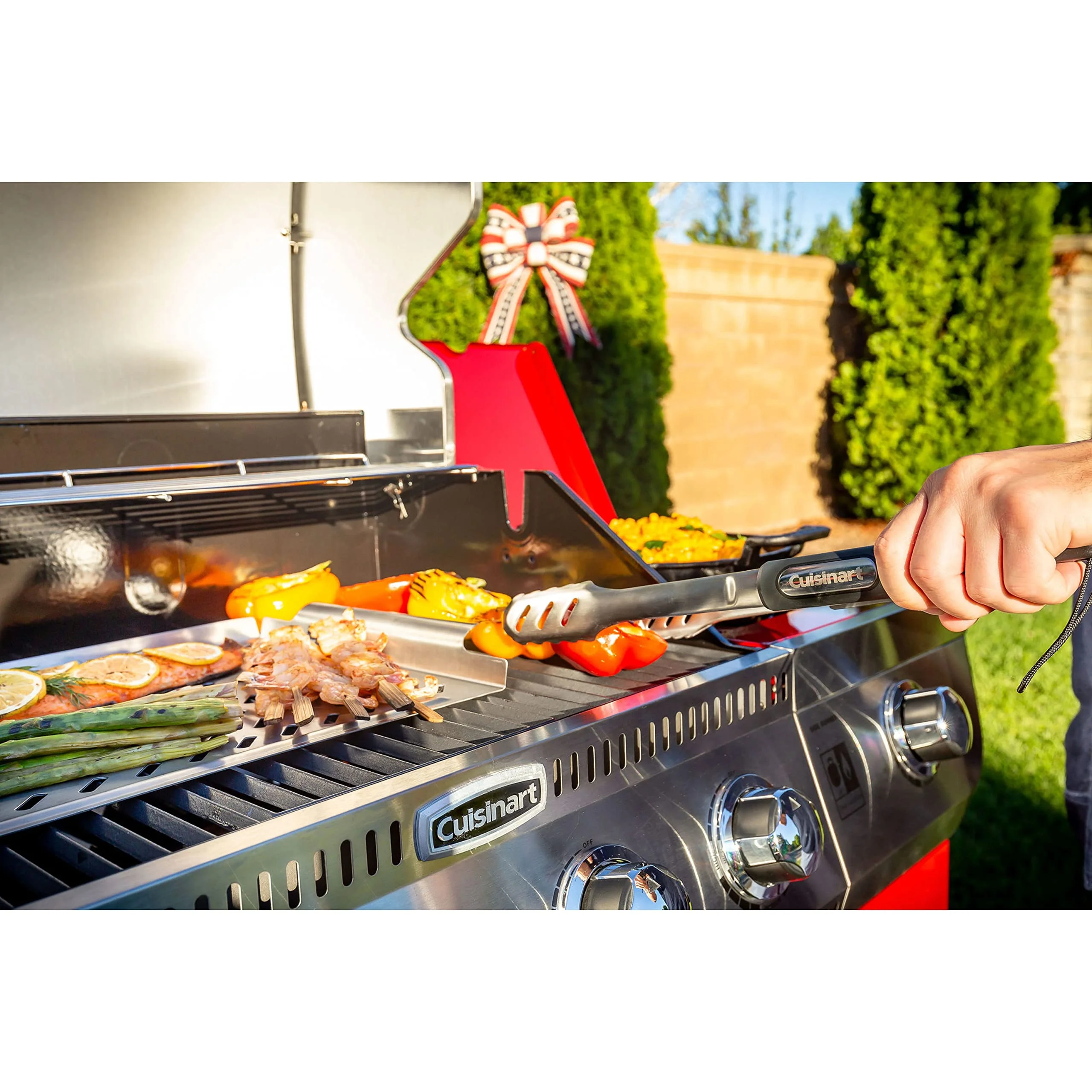 Cuisinart Stainless Steel Grill Locking Tongs, Scalloped Gripping Edge