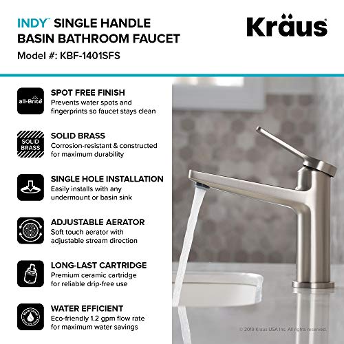 KRAUS Indy Single Handle One Hole Bathroom Sink Faucet in Chrome, KBF-1411CH