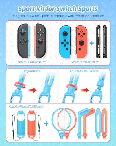[ / ] Switch 2 Sports Accessories Bundle for Nintendo Switch 2(2025)/Switch1/OLED with Organizer Station for Joy-Con 2,MENEEA Family Party Pack for NS Sports Games