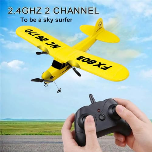 RC Airplane 2.4GHz Remote Control Airplane Gyro Easy to Fly Birthday for Beginner Kids Boys (Yellow)
