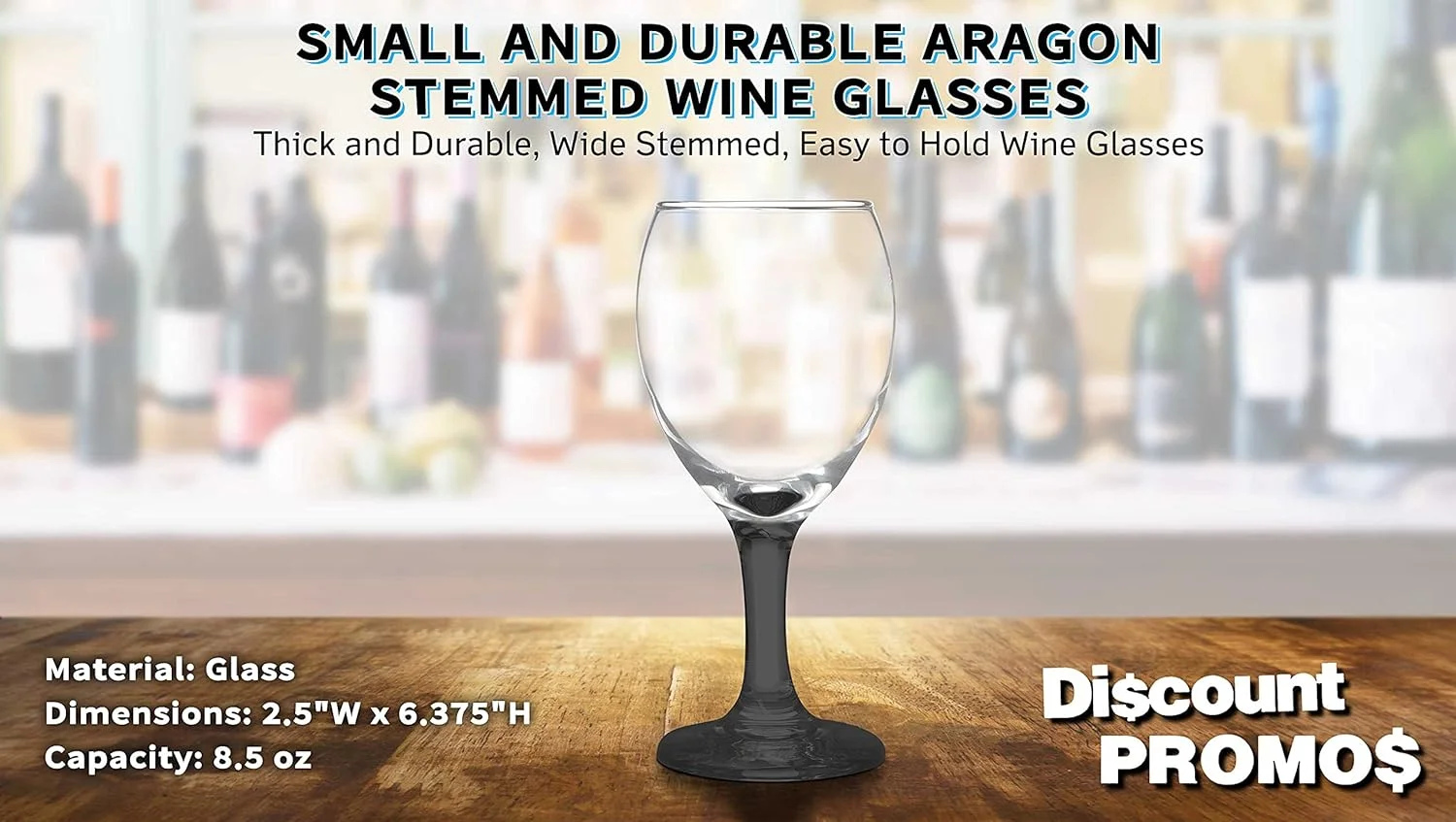 10 Aragon Wine Glasses Set, 8.5 Oz. - High Standard, Made - Black