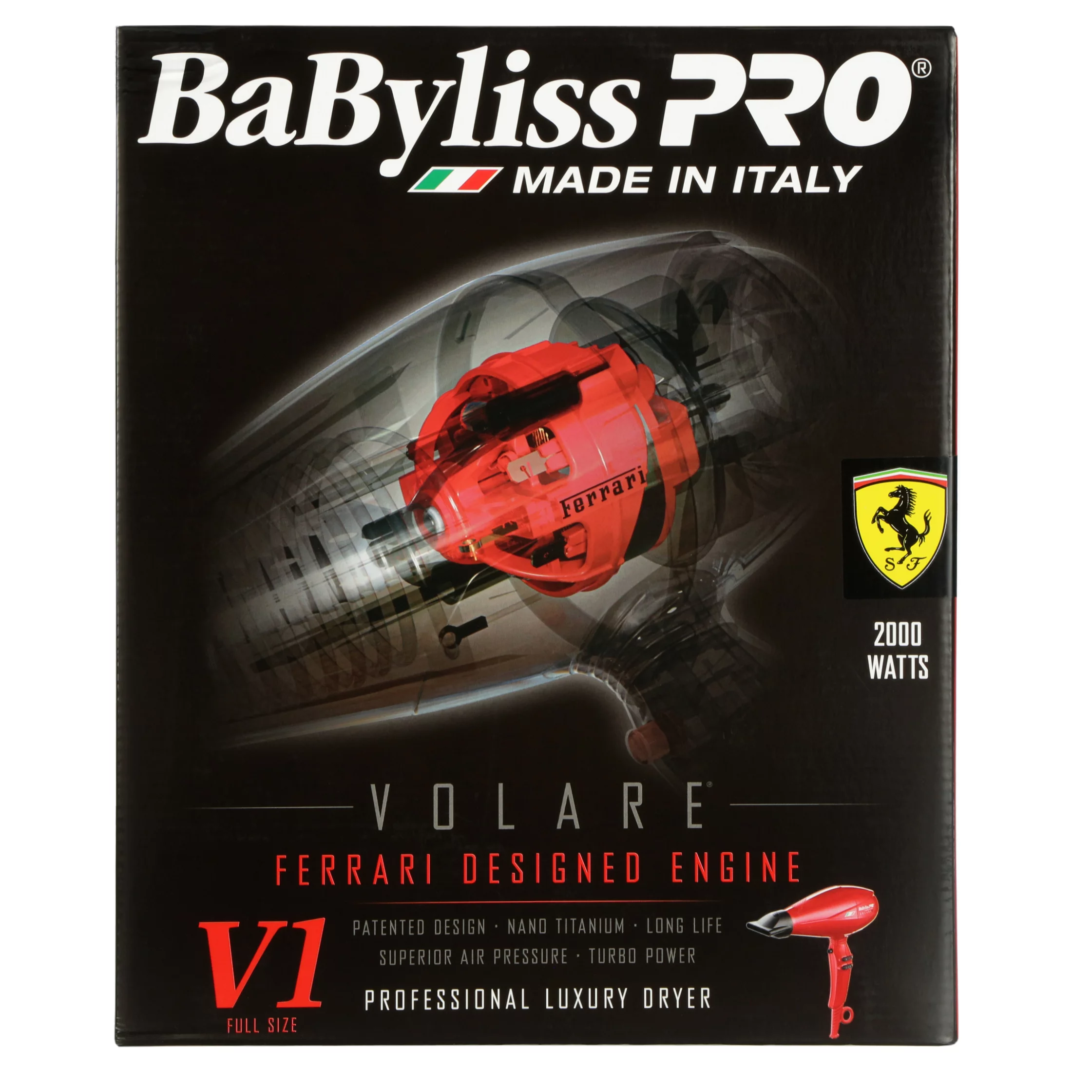 BaBylissPRO Volare V1 Professional Ionic Hair Dryer, 2000 Watts, Red