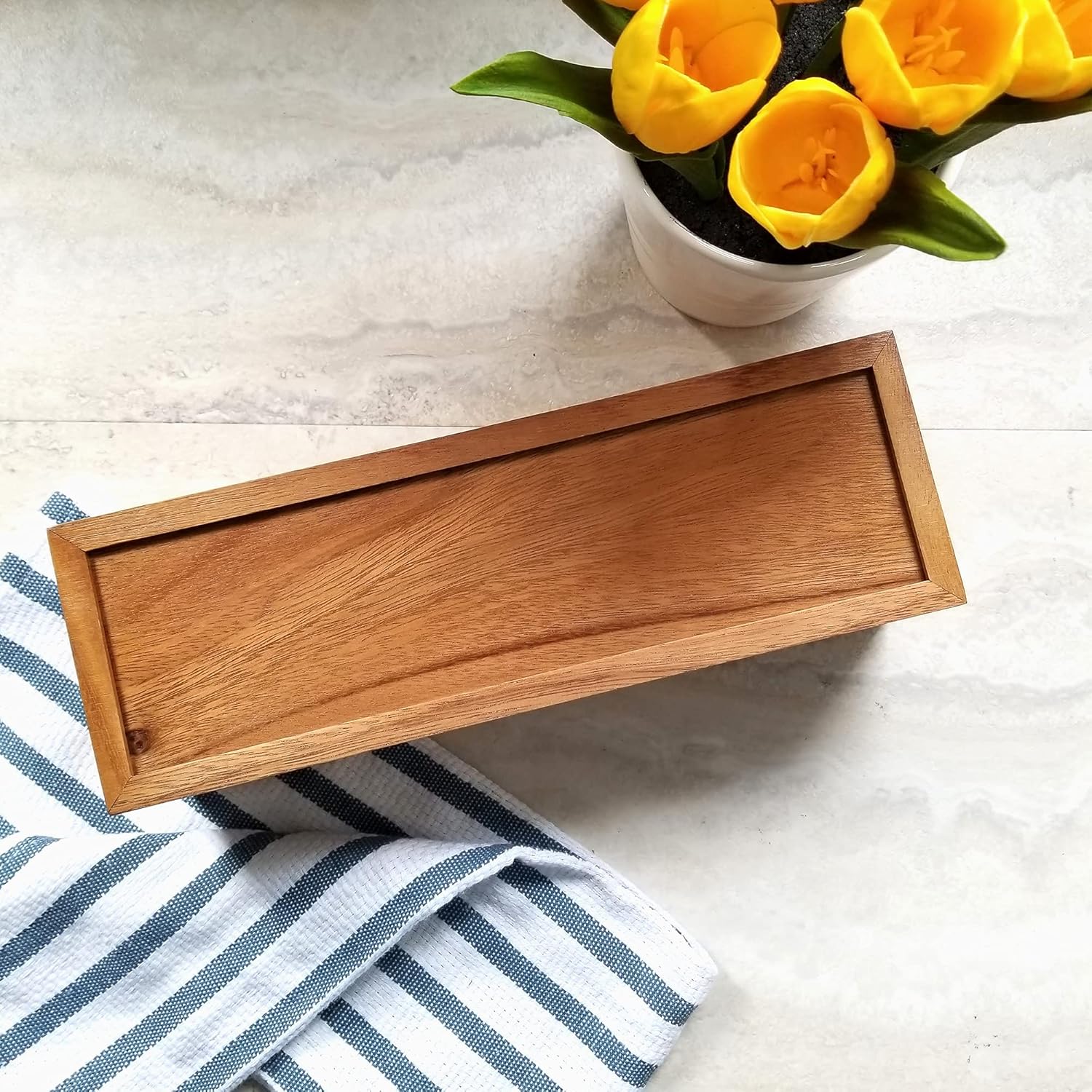 Lipper International Acacia Wood Tea Box with 4 Sections, 12-1/2