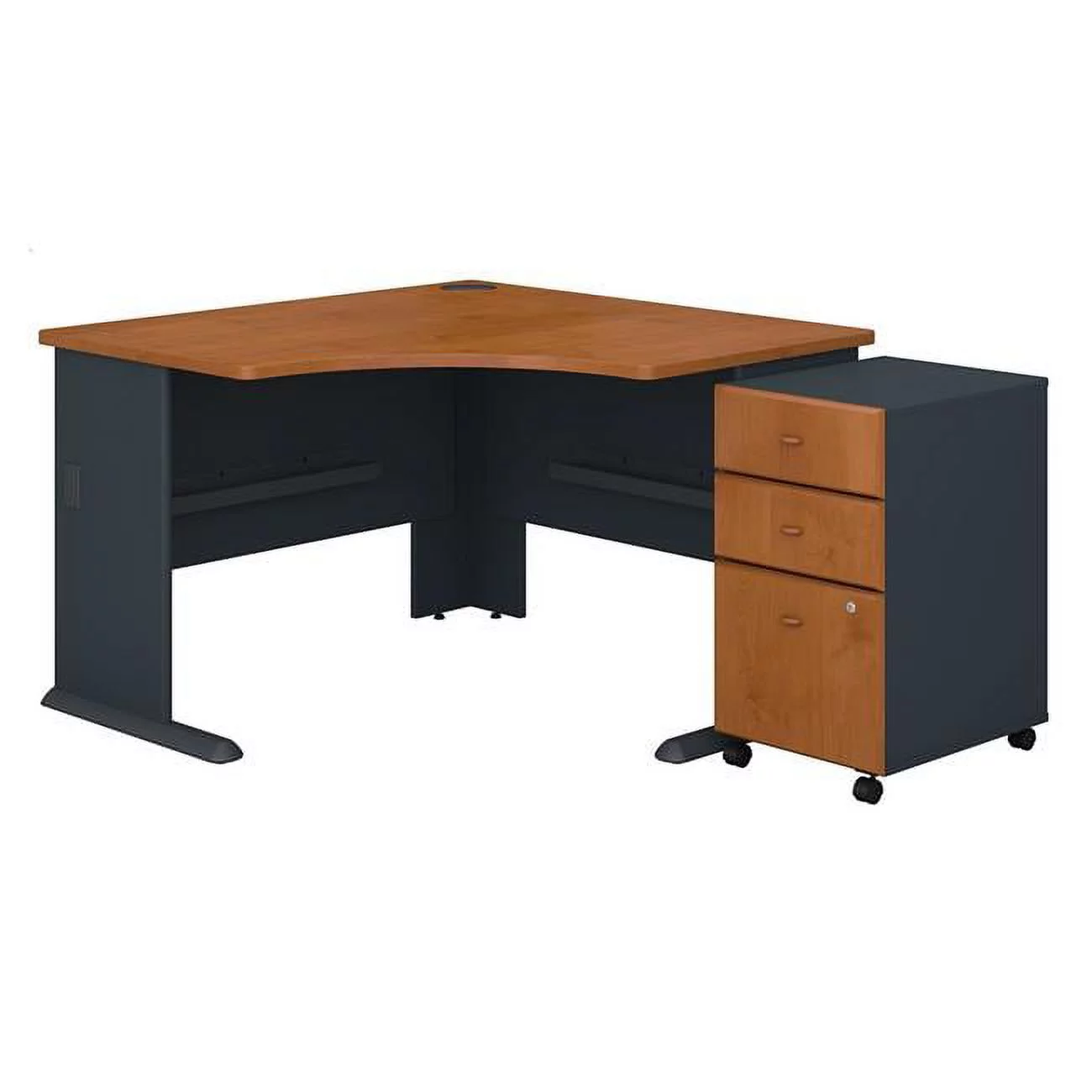 48 in. Series A Corner Desk with Mobile File Cabinet - Natural Cherry