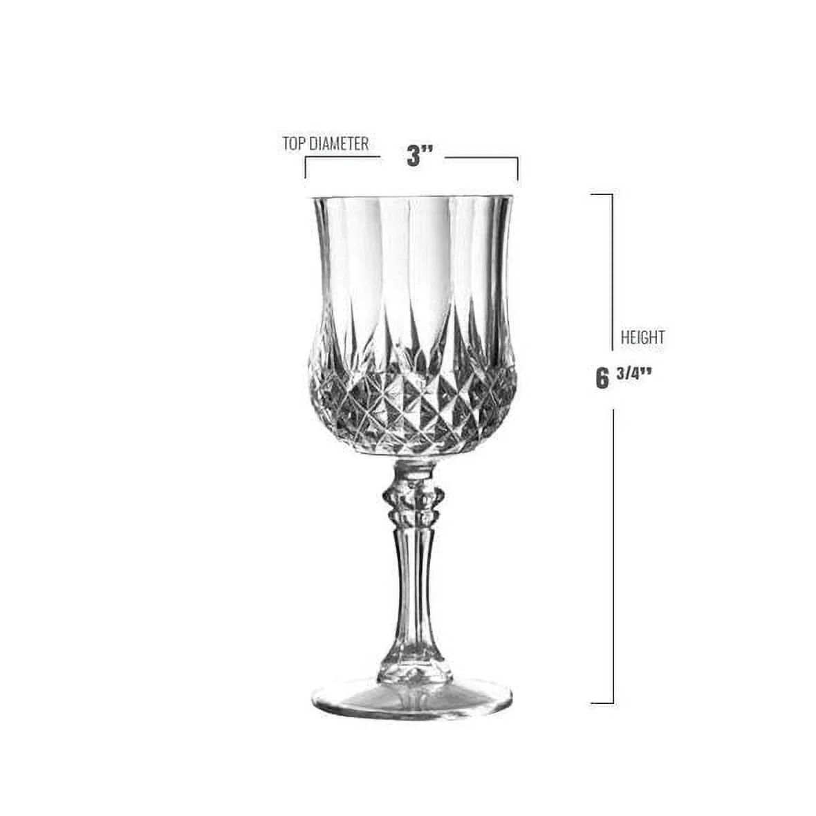 Smarty 8 oz. Crystal Cut Plastic Wine Glasses 48ct