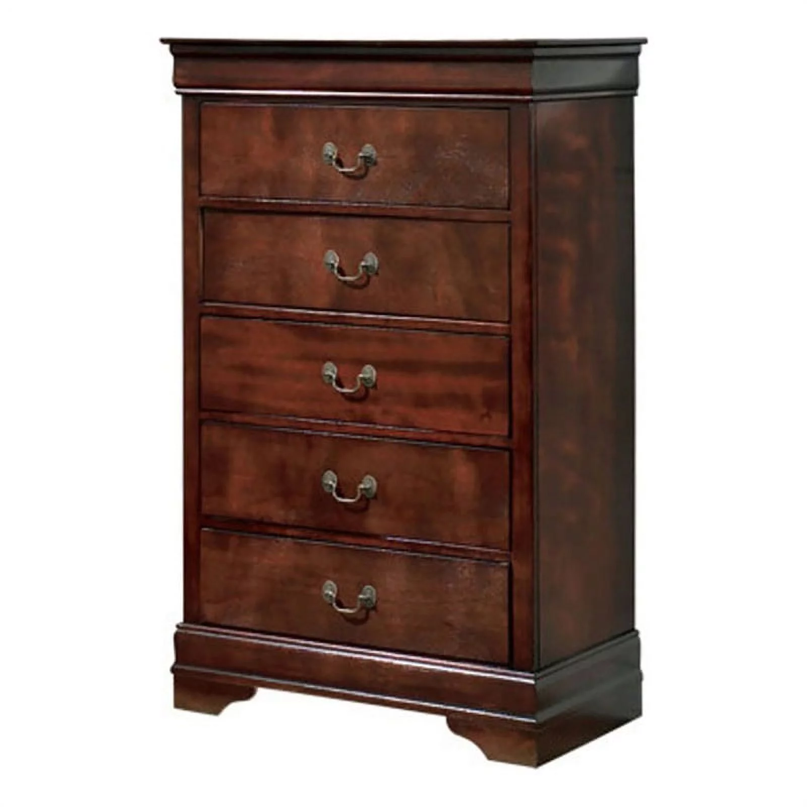 Bowery Hill Transitional 5-Drawer Wood Chest in Warm Dark Brown