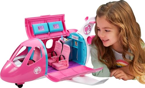 Barbie Dreamplane Transforming Playset with Reclining Seats and Working Overhead Compartments, Plus 15+ Pieces Including a Puppy and a Snack Cart, for Kids 3 Years Old and Up (Amazon Exclusive)