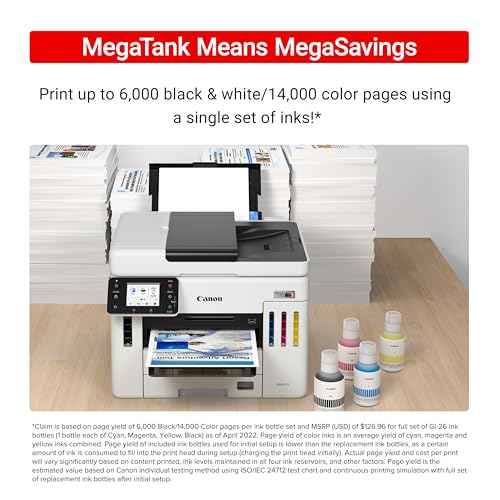 Canon Megatank GX7120 Wireless All-in-One Printer, Print, Copy, Scan and Fax with 2.7
