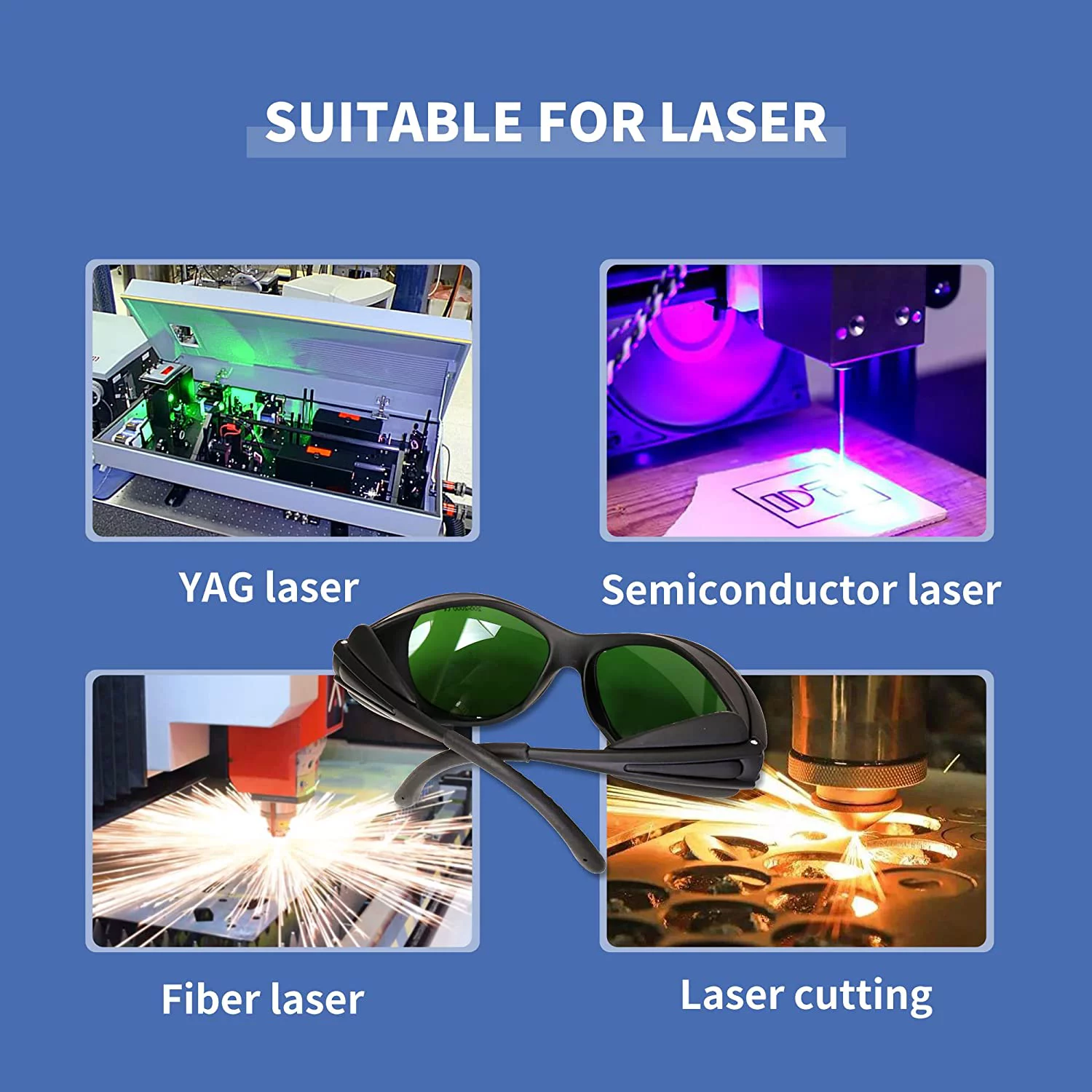 180-420 &740-1100nm Laser Safety Glassess 808nm Laser Engraving Protective Goggles,980nm, 1064nm Industrial Laser Protective Glasses,Professional OD6+ YAG,Semi-Conductor, Fiber Laser Safety Glassess