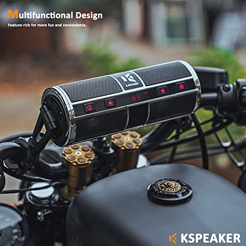 Motorcycle Speakers Bluetooth Waterproof Radio Audio System Built-in Amplifier, Great for ATV, Scooter Bike,12 Volt Vehicle,3 Inch Metal Mp3 Player, K2ch
