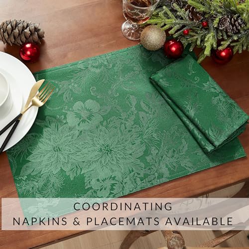 Elrene Home Fashions Poinsettia Elegance Jacquard Holiday Table Runner, 13