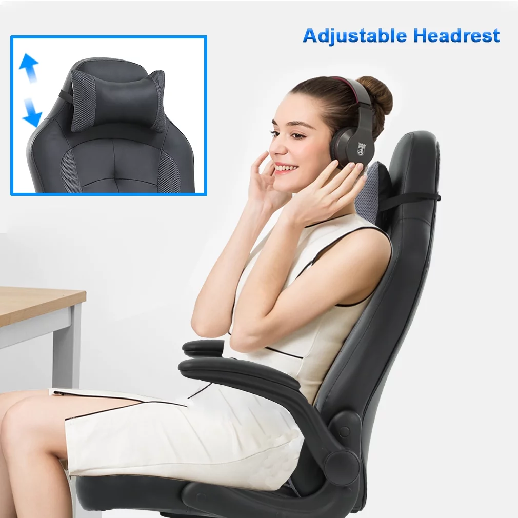BestOffice Adjustable & Ergonomic Swivel Gaming Chair, Grey