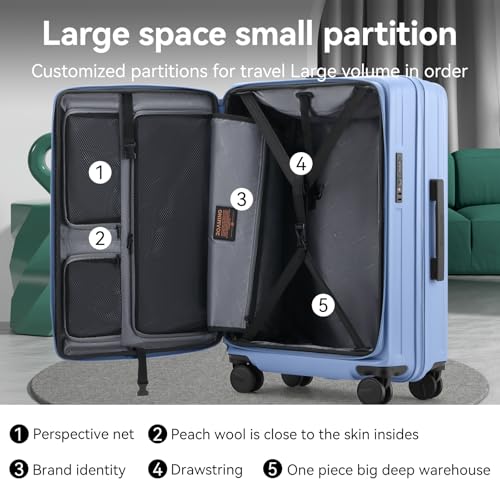ROAMING Grace Expandable Carry On Luggage Airline Approved, 20 Inch Hardside Carry On Suitcase with Wheels, Travel Harshell Spinner Small Luggage with Tsa Lock, Jade cyan, 20-Inch Carry-On