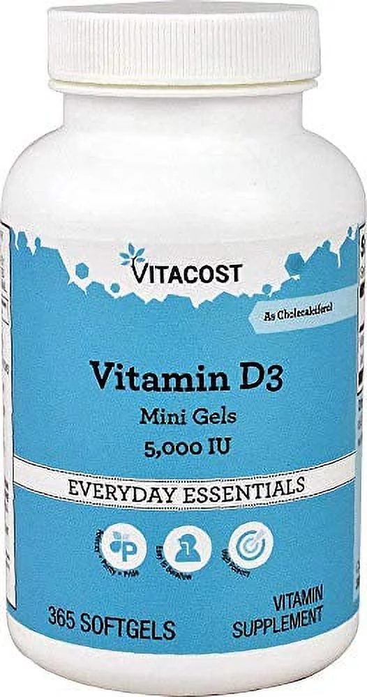 Vitacost Vitamin D3-5000 IU - 365 Softgels - Mini Gels