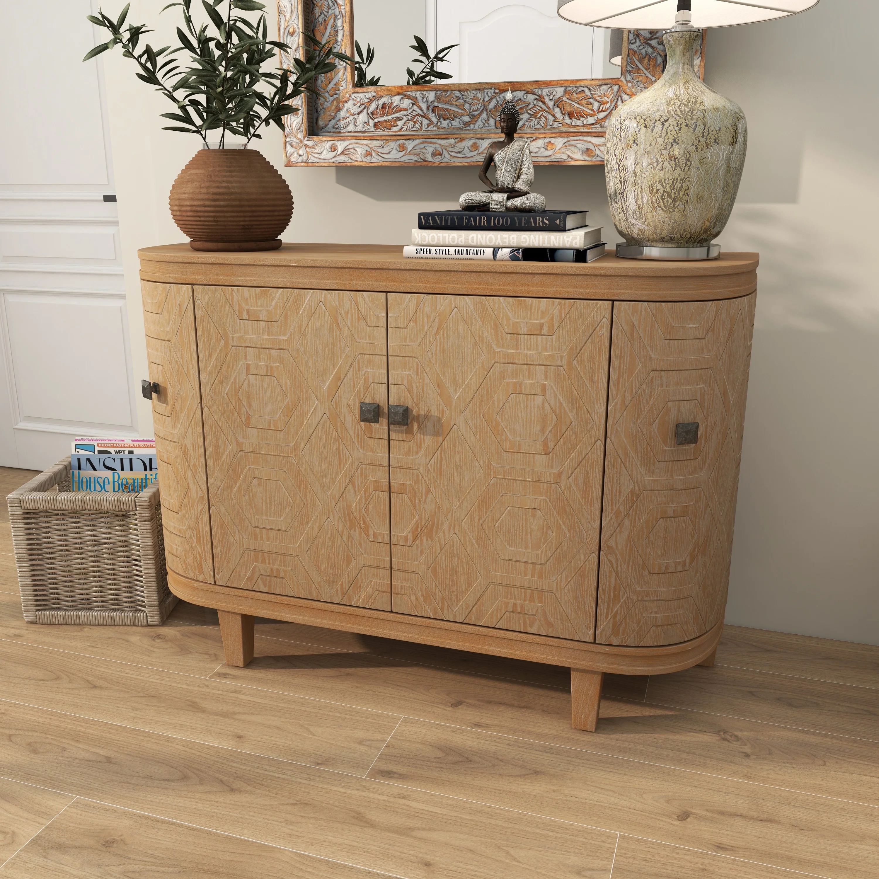 DecMode Wood Traditional Cabinet with a Neutral Palette, 47