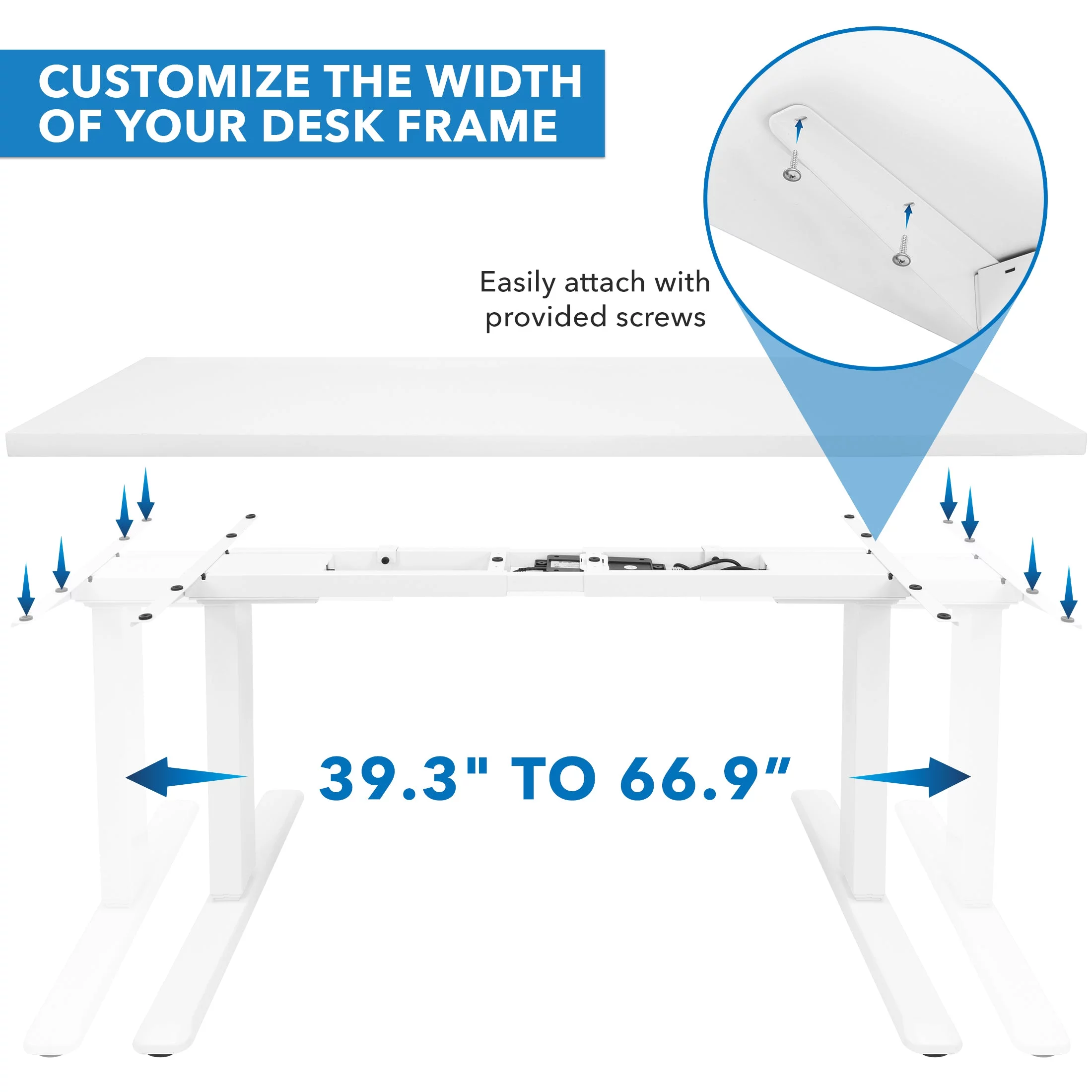 Mount-It! White Electric Standing Desk with Tabletop
