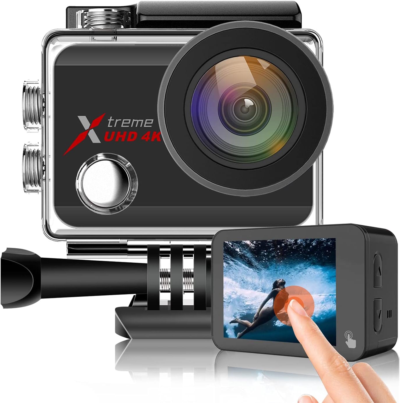 Waterproof Action Camera 4K 60FPS 20MP Underwater Camera Camcorder 40M 170 �� Wide Angle Camera with Touch Screen Stabilizer 2 Rechargeable 1350 Batteries and Accessories Kit
