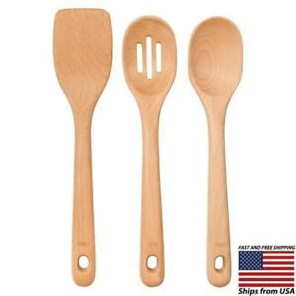 OXO Good Grips 3 Piece Kitchen Wooden Utensil Set - Large Comfortable Handle