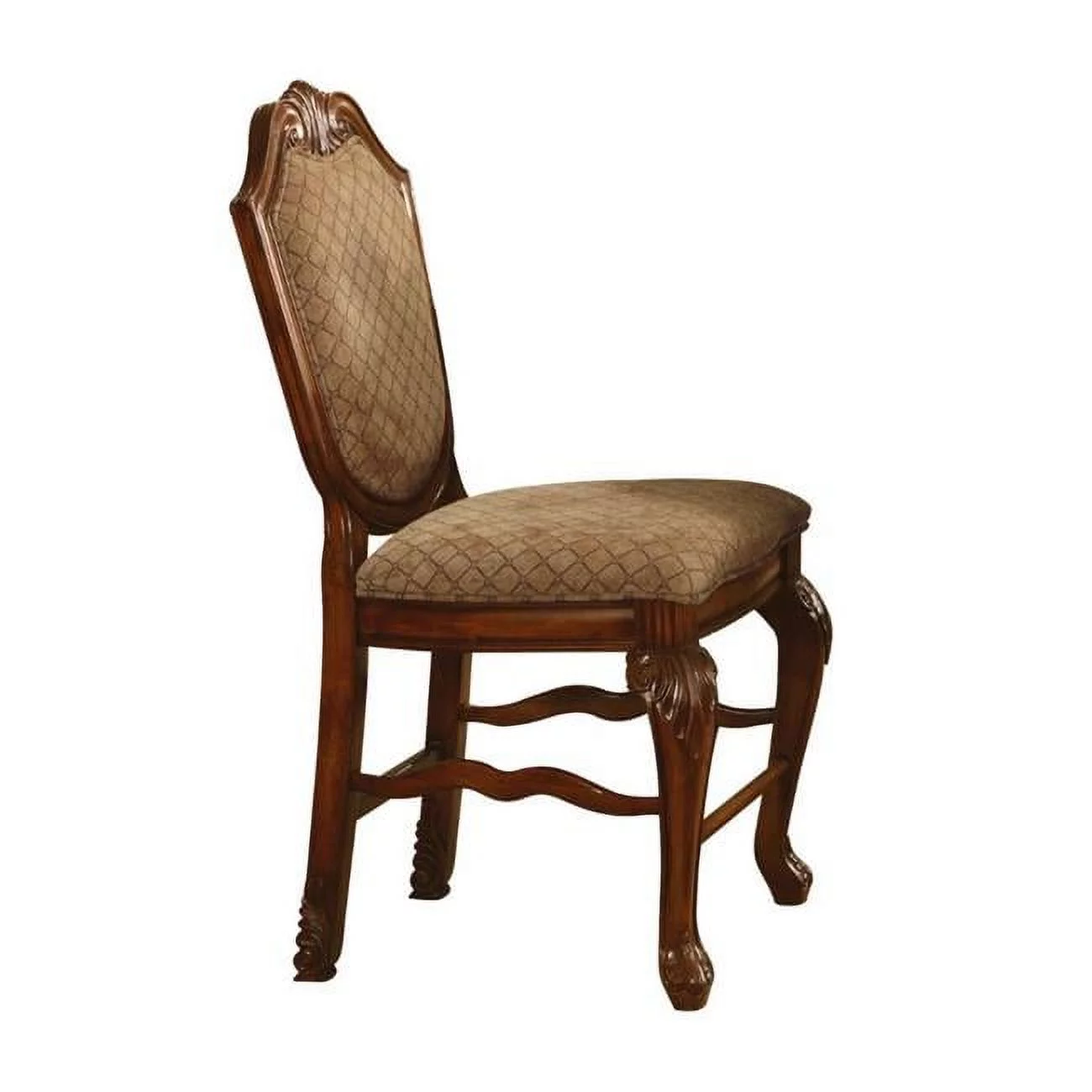 Acme Furniture  21 x 26 x 47 in. Chateau De Ville Counter Height Chair, Fabric & Cherry - Set of 2