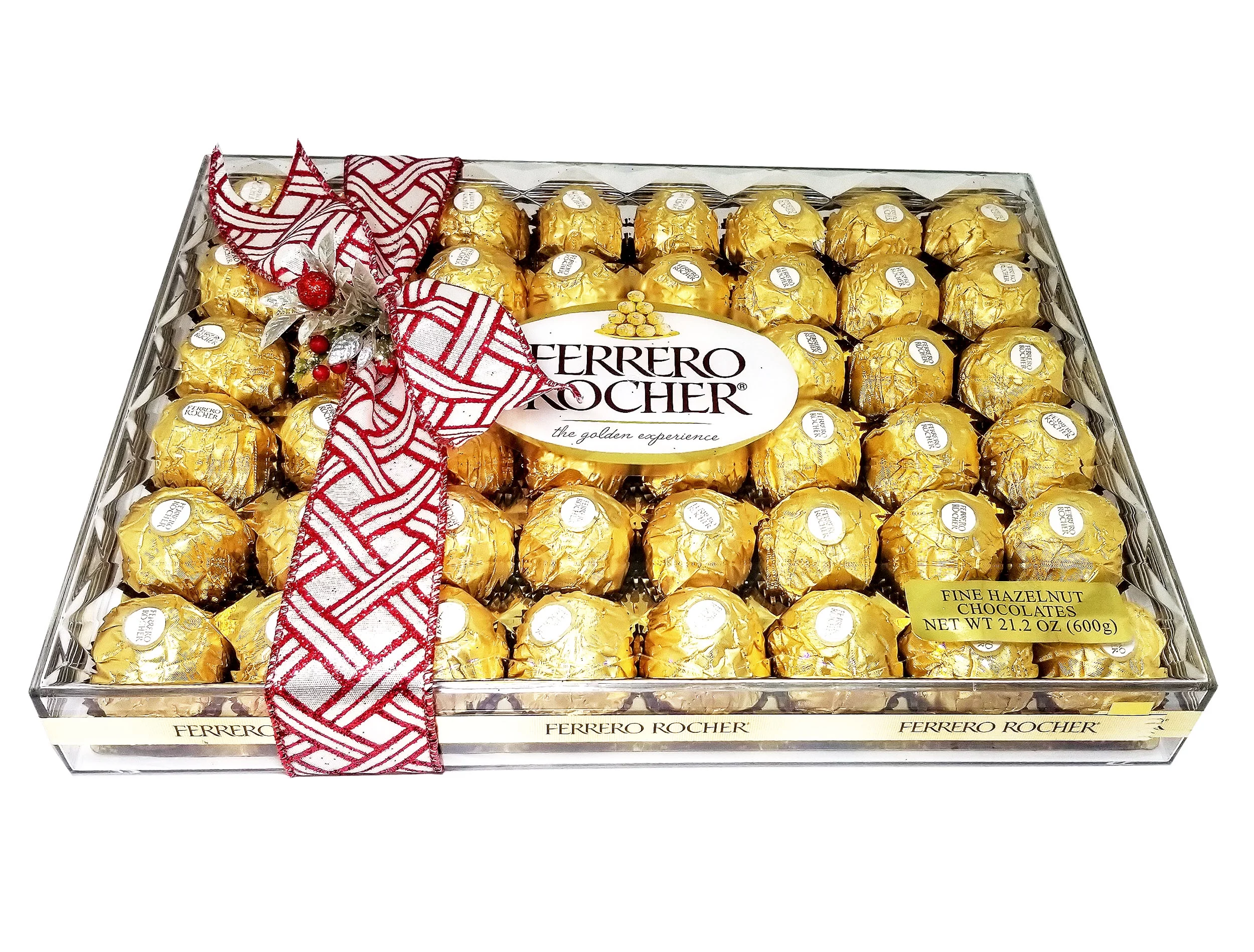 Ferrero Rocher Hazelnut Chocolates GIFT with Beautiful Ribbon 48 Count 21.2 oz. (600 g)