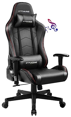 GTRACING Gaming Chair with Speakers Bluetooth Music Video Game Chair Audio Ergonomic Design Heavy Duty Office Computer Desk Chair (Black)