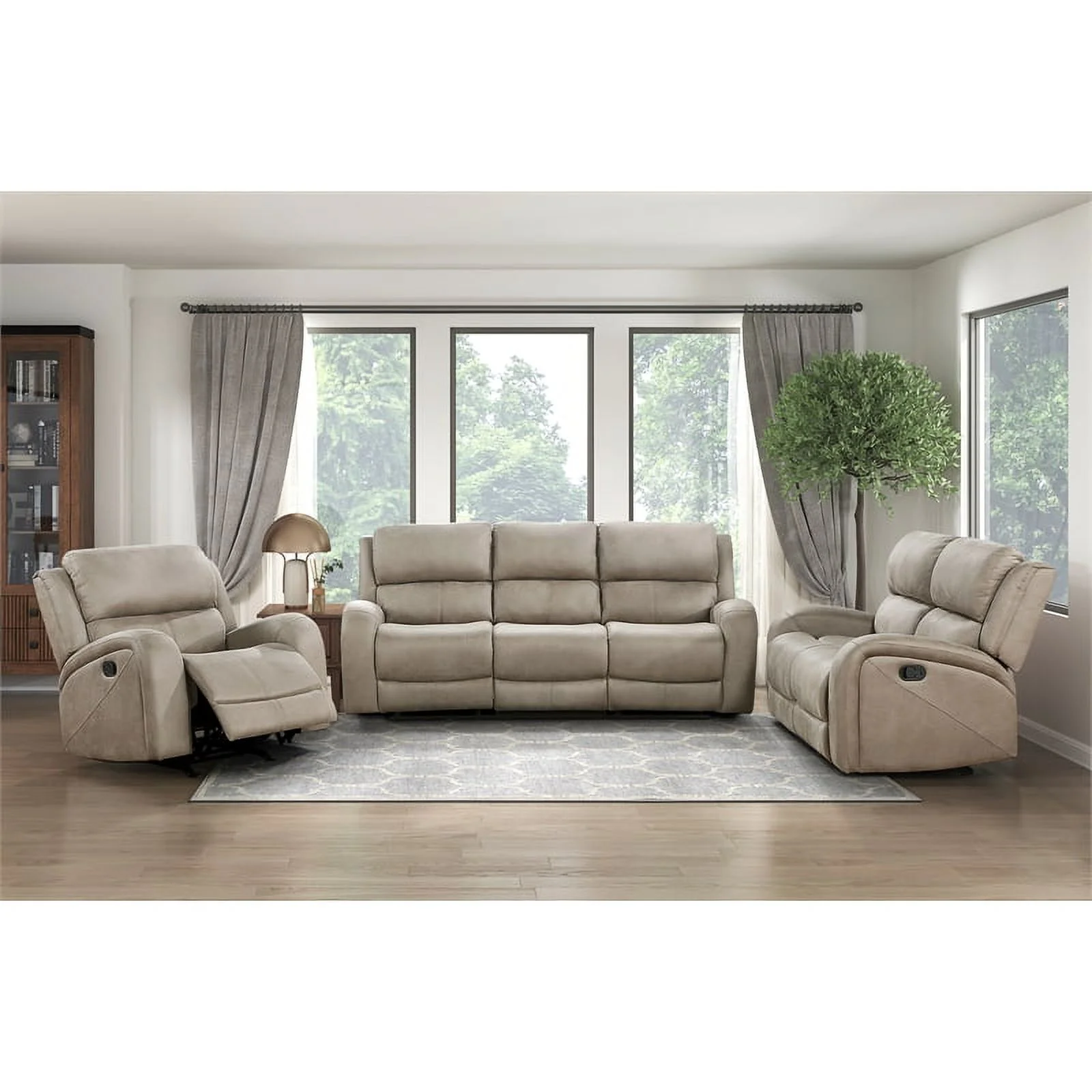 Lexicon Pagosa Polished Microfiber Double Reclining Sofa in Brown