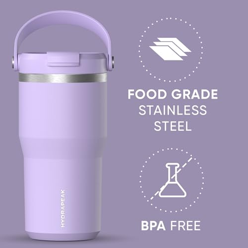 Hydrapeak Nomad 24 oz Tumbler with Handle and Straw Lid, Leakproof, Double Insulated, 24oz Cup Stainless Steel (Blush)