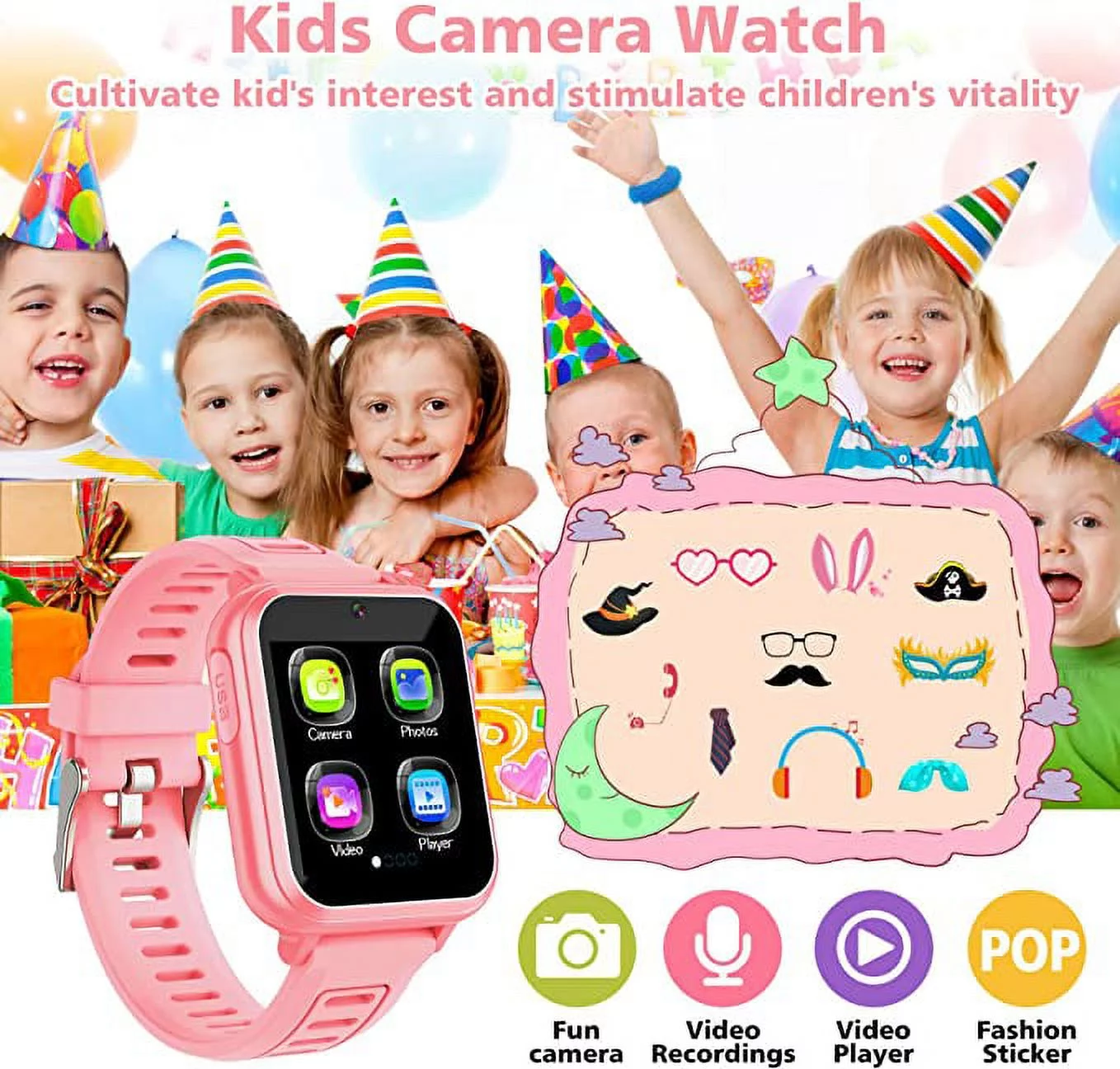 Smart Watch for Kids, Smart Watch with 24 Games, HD Touch Screen,Camera, Music Player, Video and Audio Recording, Alarm Clock, Calendaring, Flashlight,Toddler Watch for Boys Girls Age 4-12 Years Old