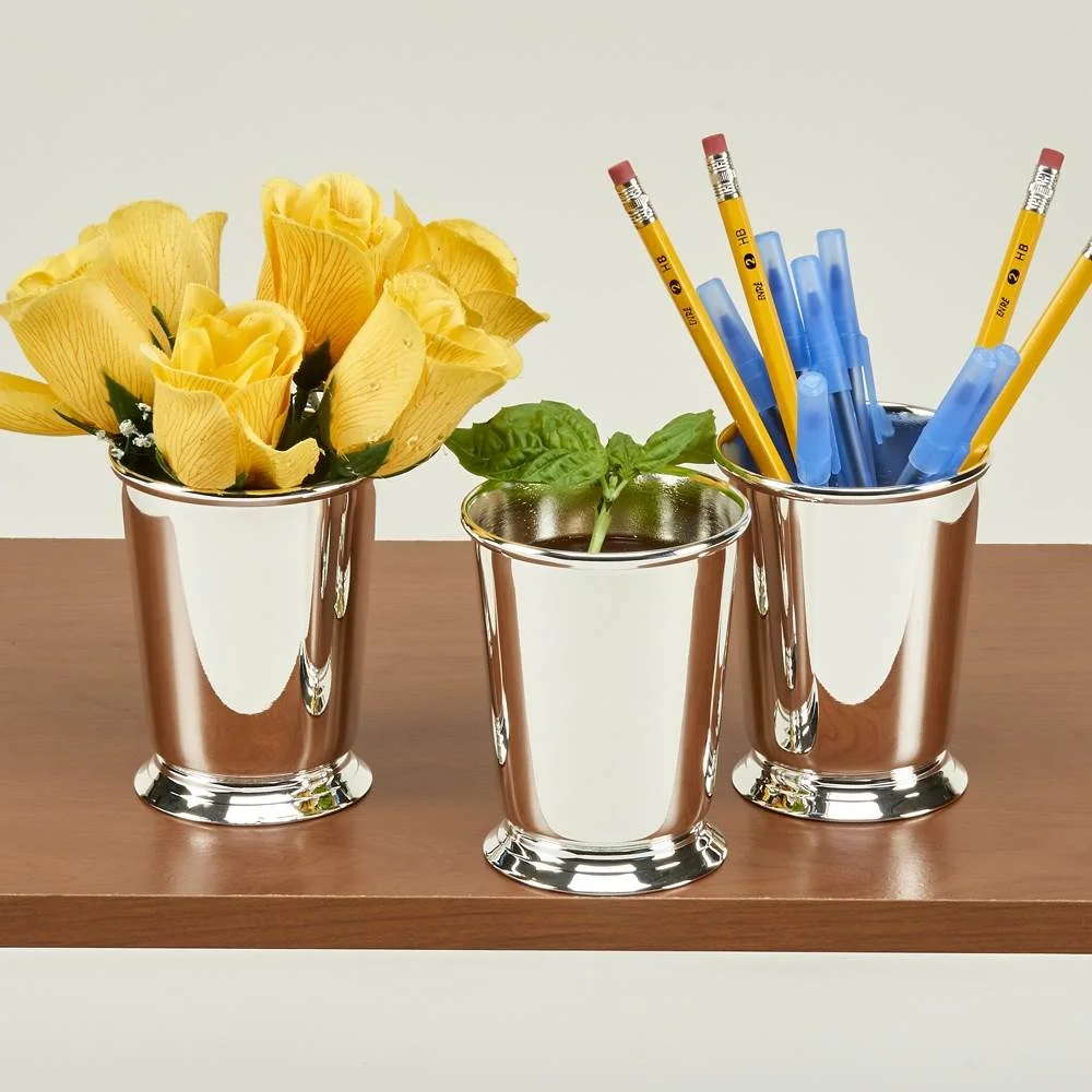 Creative Gifts International  11 oz Silver Plated Mint Julep Cup with 4 in. Capacity - Green