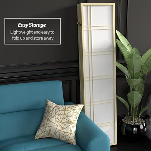 Red Lantern 6 ft. Tall Double Cross Shoji Screen-Grey-3 Panels Room Divider