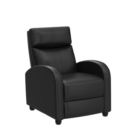 Devoko Massage Recliner Chair Home Theater Seating Pu Leather Modern Living Room Chair Furniture with Padded Cushion Reclining Sofa Chairs (Black)