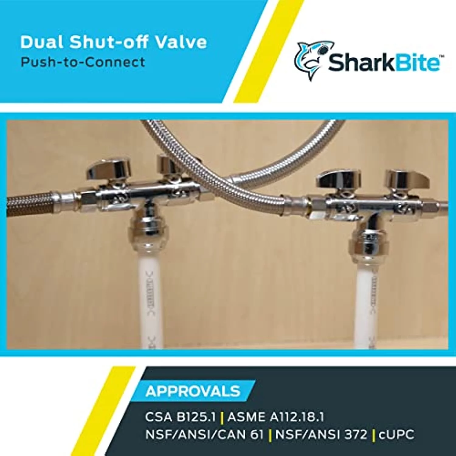 Sharkbite SBDS123838 0.5 in. x 0.375 x 0.375 Cmp Dual Stop Valve