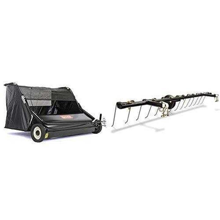 Agri-Fab Inc 45-0546 52∩∩ Lawn Sweeper, Black & 45-0343 Tine Dethatcher for All Tow Lawn Sweepers