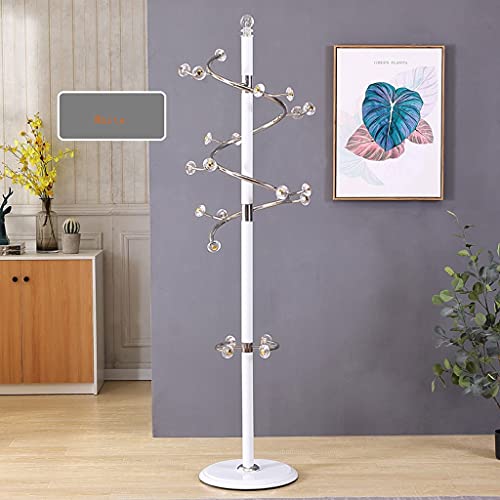 Home Furnishing Coat Rack Floor Hanger Hanger Floor Bedroom Stainless Steel Coat Rack Clothes Rack Household Single Coat Rack Hat Hanger (Color : White Double Ball 4.5cm)