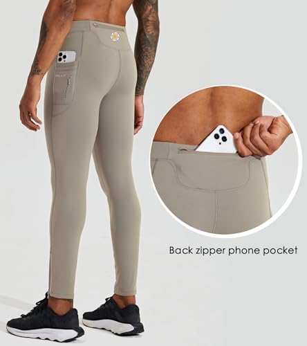 Willit Men's Fleece Running Leggings Cold Weather Gear Winter Cycling Tights Pants Water Resistant Zipper Pockets