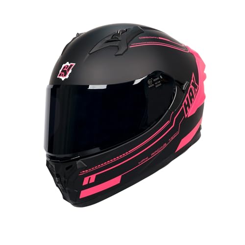 HAX Obsidian Pro Full Face Dual Visor Adult Motorcycle Helmet for Motorbike Street Bike with Pinlock Ready DOT Approved Matte Pink M