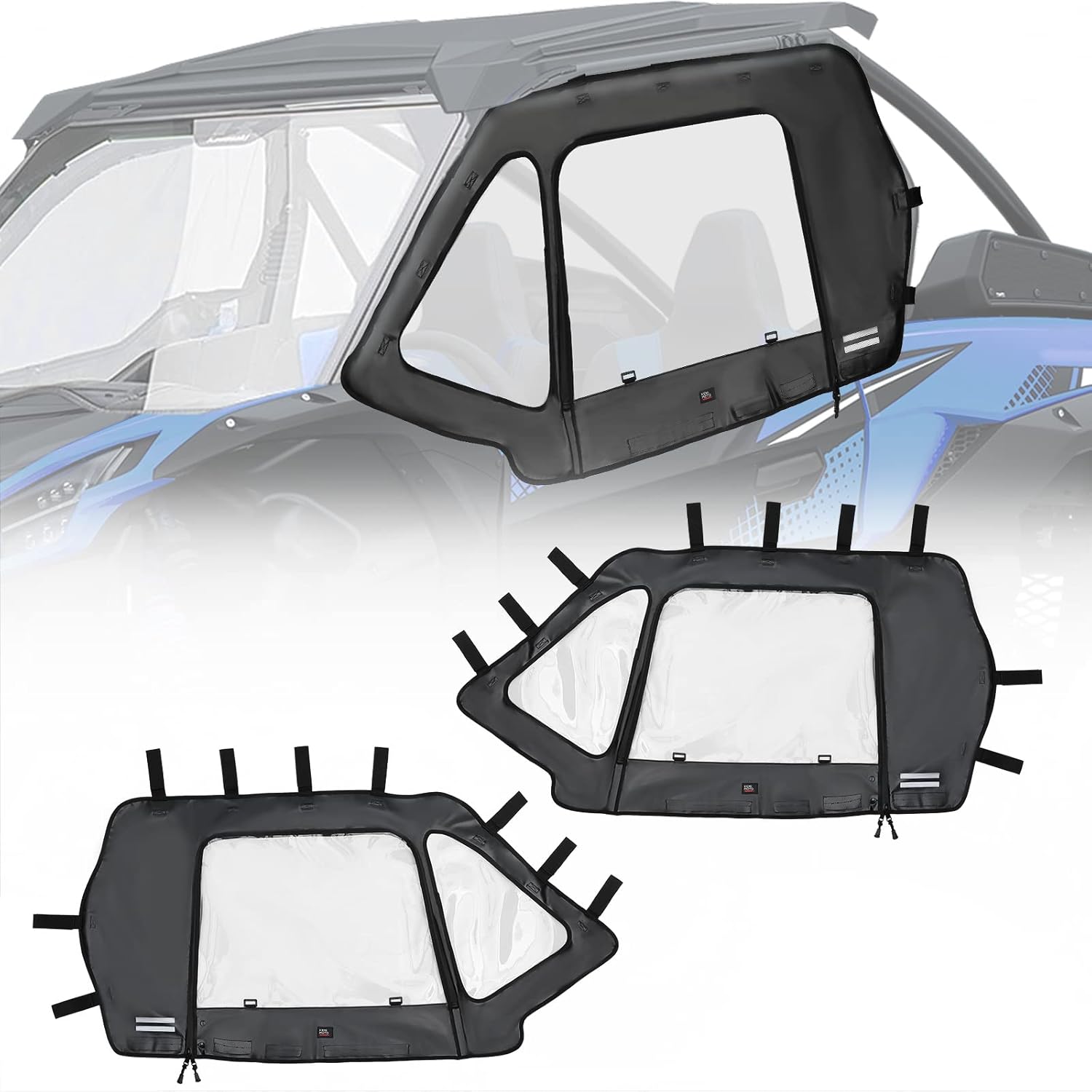 Kemimoto Teryx KRX 1000 Upgraded Soft Upper Doors Set Kemimoto UTV Door Cab Enclosure Kit KRX Side Windows Compatible with 2022 2021 2020 Kawasaki Teryx KRX 1000, Replace 99994-1298
